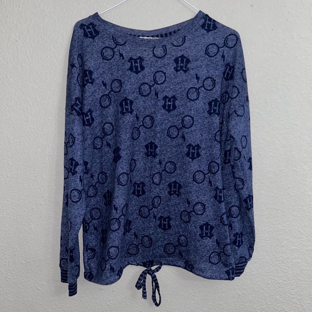 Wizarding World of Harry Potter women's size M super soft blue print sweater